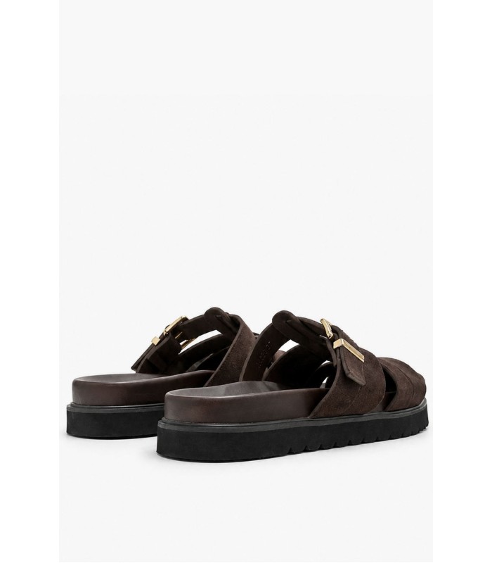 Καφέ flatform με πλεγμένα λουριά και αγκράφα