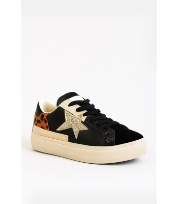 Μαύρο sneaker με χρυσό αστέρι και leopard λεπτομέρειες