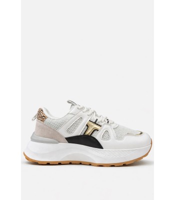 Λευκό sneaker με mesh και χρυσές λεπτομέρειες