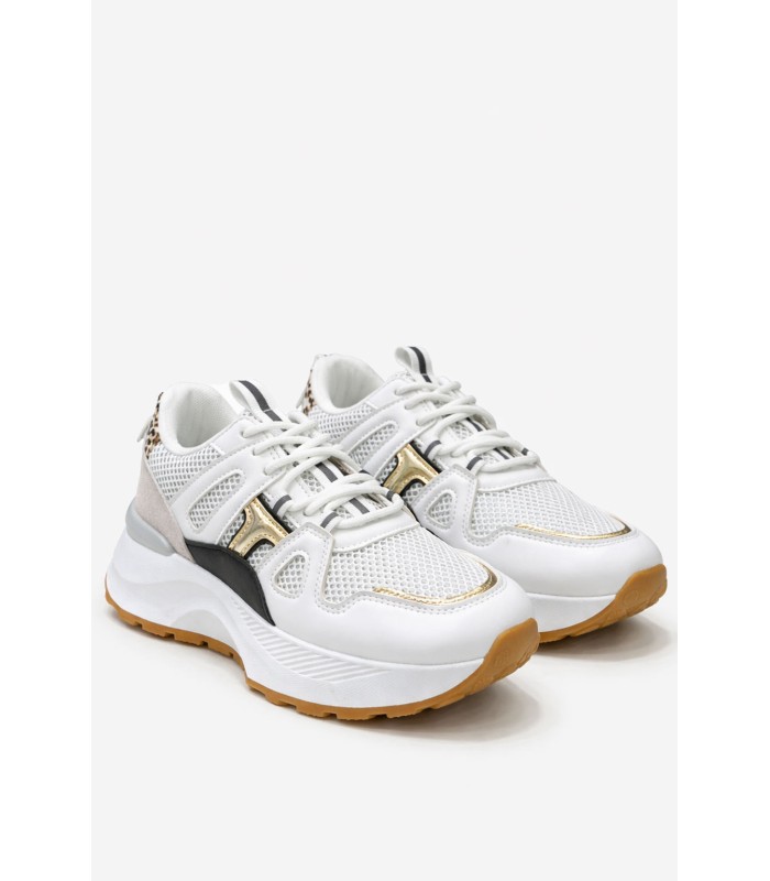Λευκό sneaker με mesh και χρυσές λεπτομέρειες