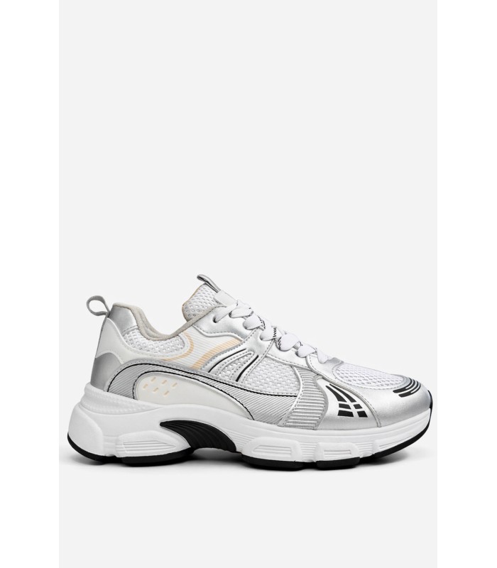 Ασημί sneaker με chunky σόλα και mesh λεπτομέρειες