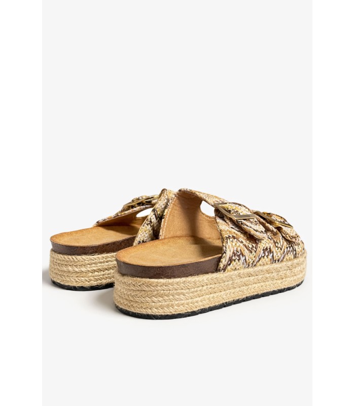 Μπεζ flatform σανδάλι με διπλή αγκράφα