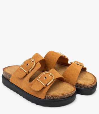 Κάμελ flatform με διπλές αγκράφες και ανατομικό πάτημα