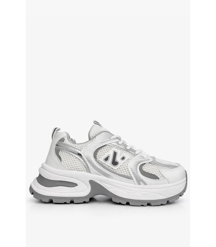 Λευκό sneaker chunky με mesh ύφασμα και γκρι λεπτομέρειες