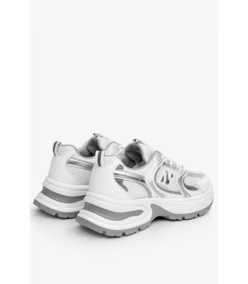 Λευκό sneaker chunky με mesh ύφασμα και γκρι λεπτομέρειες