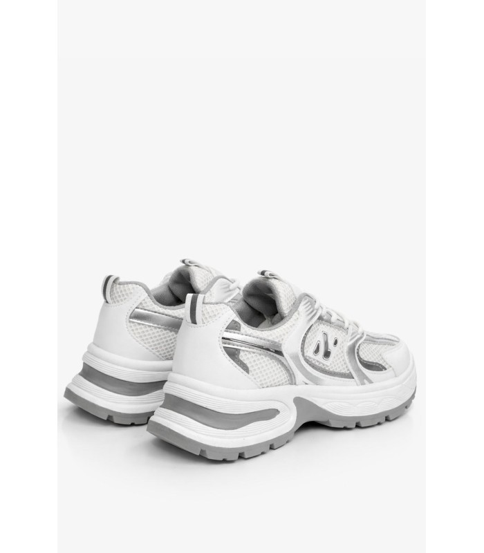 Λευκό sneaker chunky με mesh ύφασμα και γκρι λεπτομέρειες