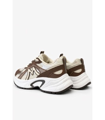 Μπεζ chunky sneaker με mesh και καφέ λεπτομέρειες