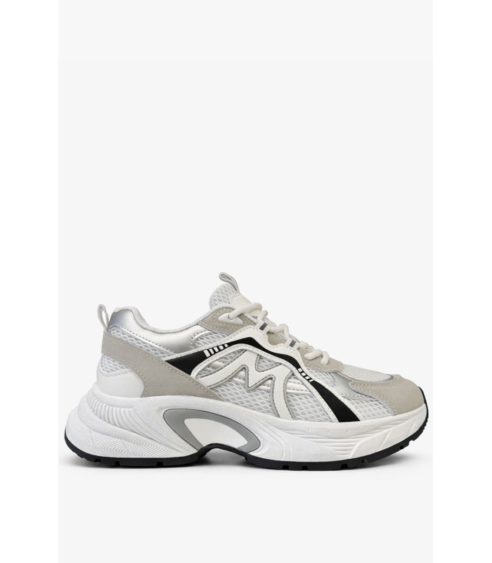 Λευκό chunky sneaker με mesh και μαύρες λεπτομέρειες