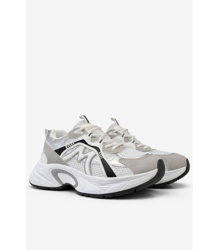Λευκό chunky sneaker με mesh και μαύρες λεπτομέρειες
