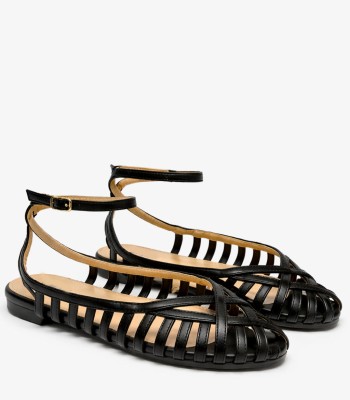 Μαύρο flat mule με μπαρέτα αστραγάλου