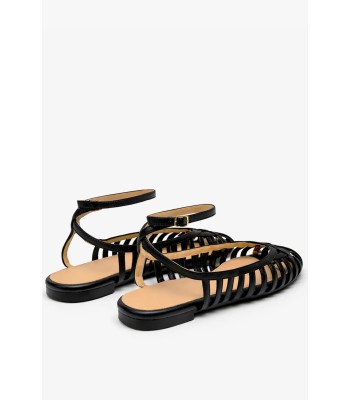 Μαύρο flat mule με μπαρέτα αστραγάλου