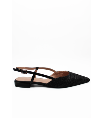 Slingback μαύρα με ψάθα