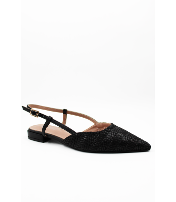 Slingback μαύρα με ψάθα