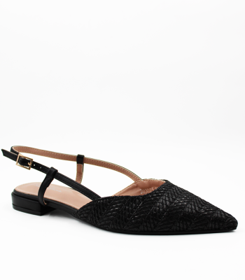 Slingback μαύρα με ψάθα