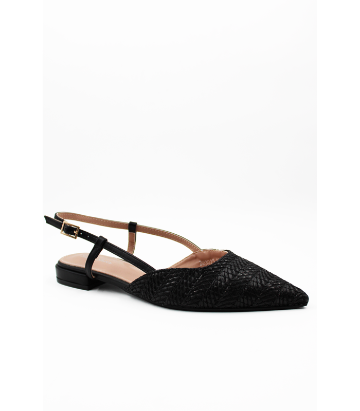 Slingback μαύρα με ψάθα