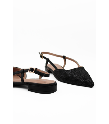 Slingback μαύρα με ψάθα