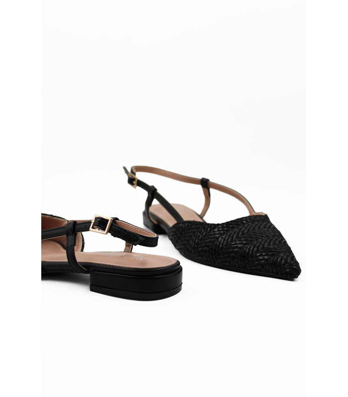 Slingback μαύρα με ψάθα