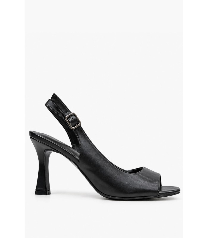 Μαύρα πέδιλα peep toe με ψηλό τακούνι