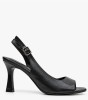 Μαύρα πέδιλα peep toe με ψηλό τακούνι