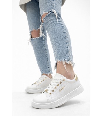 Λευκό sneaker με χρυσές λεπτομέρειες