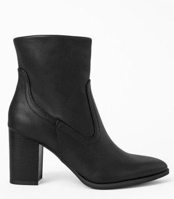 Μαύρο ankle boot με χοντρό τακούνι