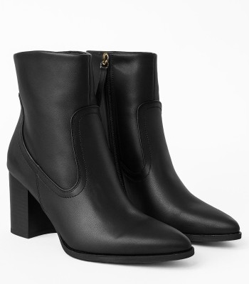 Μαύρο ankle boot με χοντρό τακούνι