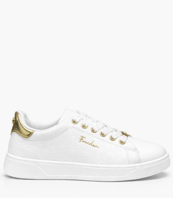 Λευκό sneaker με χρυσές λεπτομέρειες