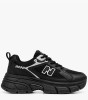 Μαύρα chunky sneakers με mesh και ασημί λεπτομέρειες