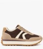 Μπεζ suede sneakers με καφέ λεπτομέρειες