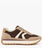 Μπεζ suede sneakers με καφέ λεπτομέρειες