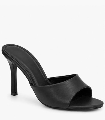 Μαύρα mules με φαρδιά φάσα και ψηλό τακούνι