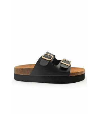 Flatform με ανατομικό πάτο και διπλές αγκράφες σε μαύρο χρώμα
