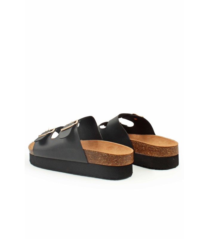 Flatform με ανατομικό πάτο και διπλές αγκράφες σε μαύρο χρώμα