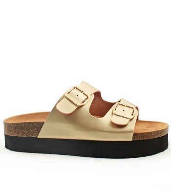 Flatform με ανατομικό πάτο και διπλές αγκράφες σε χρυσό χρώμα