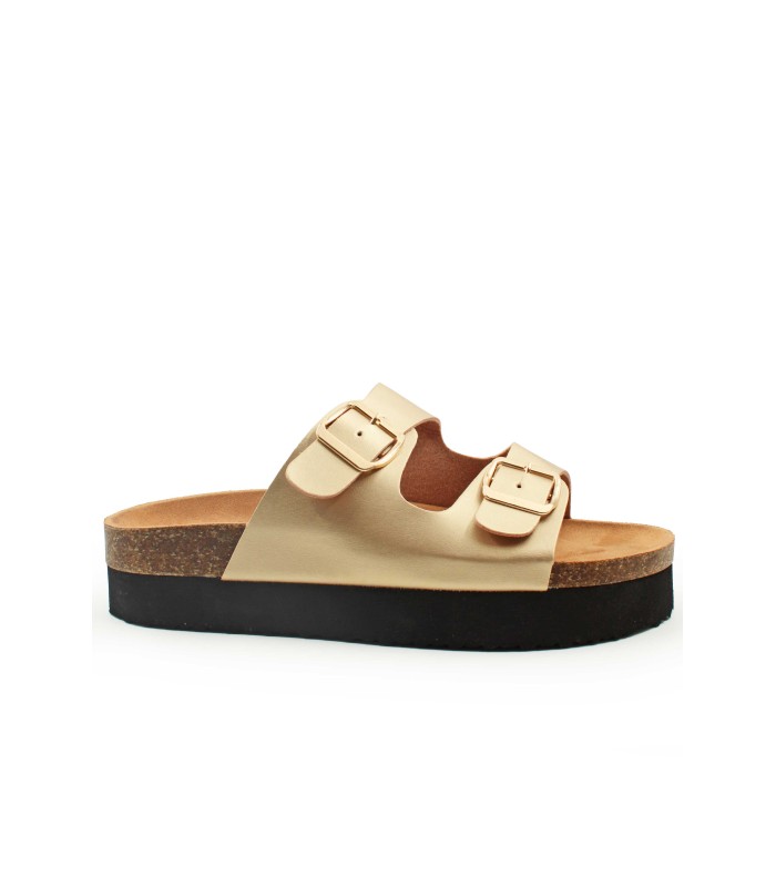 Flatform με ανατομικό πάτο και διπλές αγκράφες σε χρυσό χρώμα