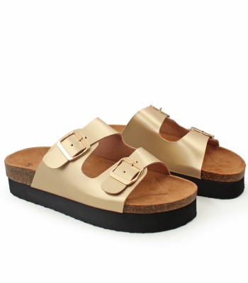 Flatform με ανατομικό πάτο και διπλές αγκράφες σε χρυσό χρώμα