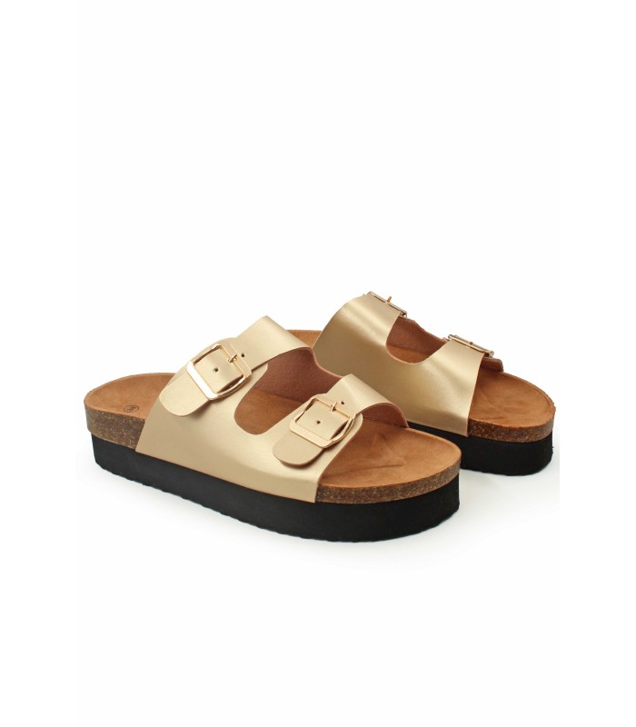 Flatform με ανατομικό πάτο και διπλές αγκράφες σε χρυσό χρώμα