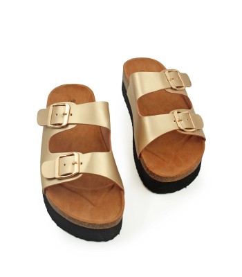 Flatform με ανατομικό πάτο και διπλές αγκράφες σε χρυσό χρώμα