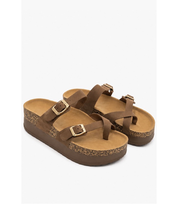 Καφέ flatform με διπλή αγκράφα και ανατομικό πάτημα