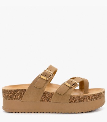 Χακί flatform με διπλή αγκράφα και ανατομικό πάτημα