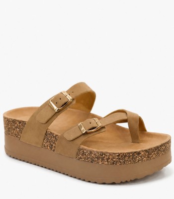 Χακί flatform με διπλή αγκράφα και ανατομικό πάτημα