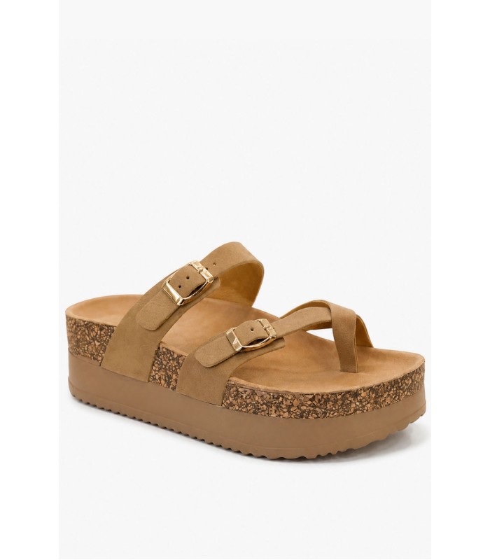 Χακί flatform με διπλή αγκράφα και ανατομικό πάτημα