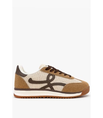 Μπεζ sneakers με mesh και suede λεπτομέρειες