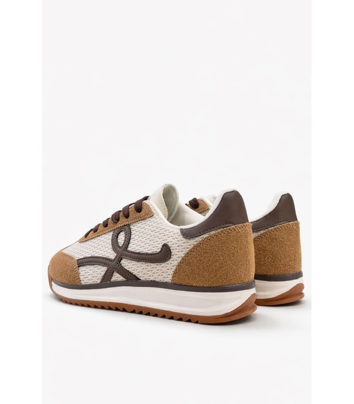 Μπεζ sneakers με mesh και suede λεπτομέρειες