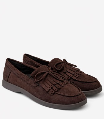 Καφέ loafer με διακοσμητικά κρόσσια