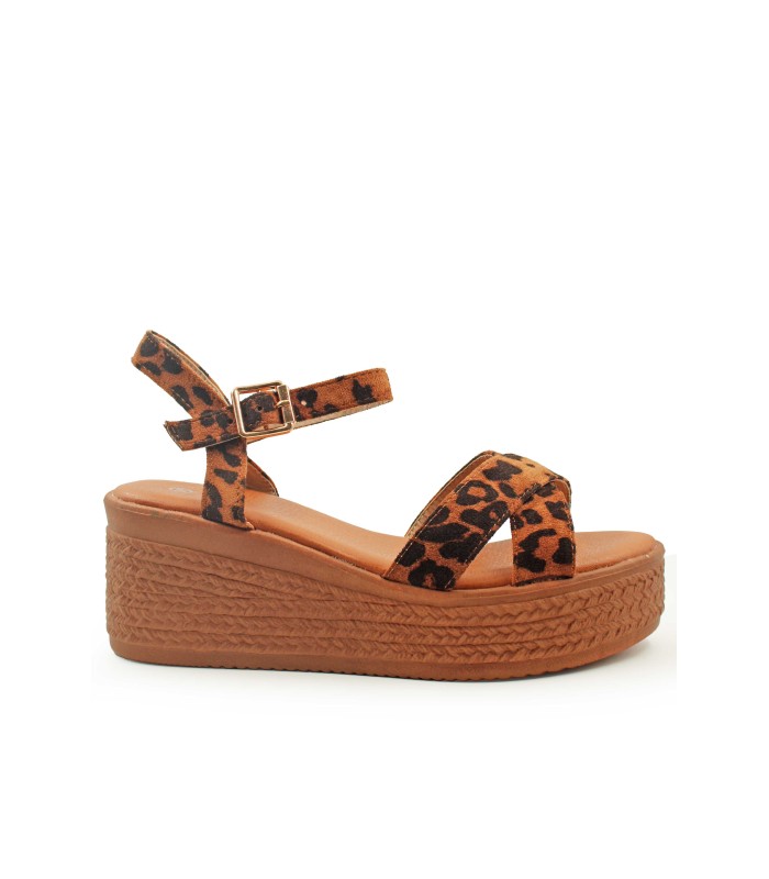 Πλαφόρμα με animal print και λουράκι στον αστράγαλο