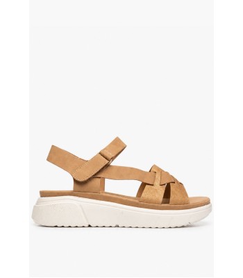 Κάμελ flatform με χιαστί σχέδιο και λευκή σόλα