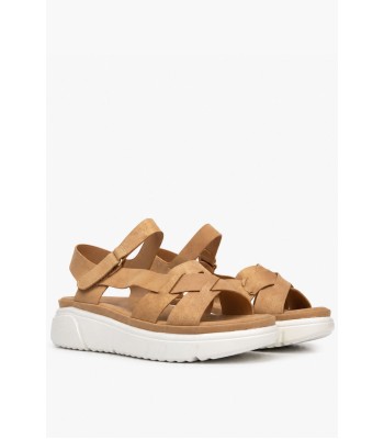 Κάμελ flatform με χιαστί σχέδιο και λευκή σόλα