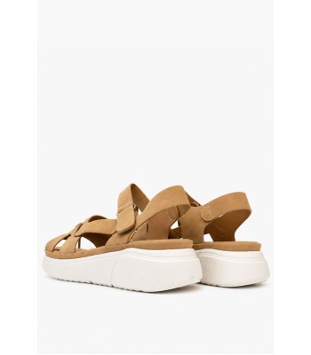 Κάμελ flatform με χιαστί σχέδιο και λευκή σόλα