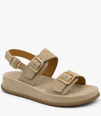 Χακί flatform σανδάλι με χρυσές αγκράφες